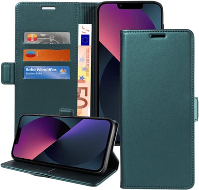ChiGuard Book Case Hoesje geschikt voor Apple iPhone 13 - Hoesje - Magnetische Sluiting - Portemonnee Turqoise