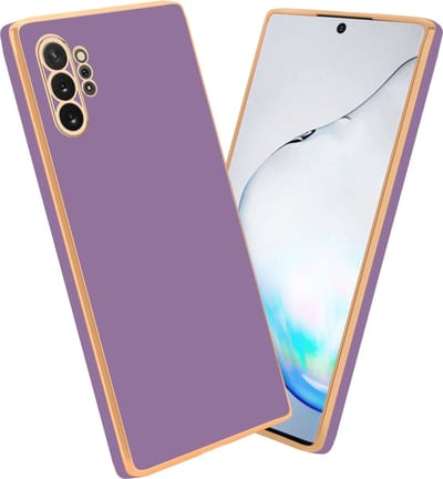 Cadorabo Hoesje geschikt voor Samsung Galaxy NOTE 10 PLUS in Glossy Paars - Goud - Beschermhoes Case Cover van flexibel TPU-silicone en met camerabescherming