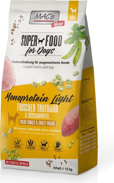 MAC's Superfood Hondenvoer Droogvoer - Mono Senior/Light - 12kg - Hondenbrokken