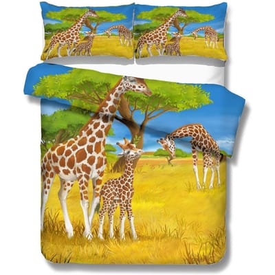 Giraffe Koppels Geliefden Daten Dekbedovertreksets - Giraffen Ballon bij Zonsondergang Beddengoedset met Ritssluiting voor Kinderen en Volwassenen 175x220cm