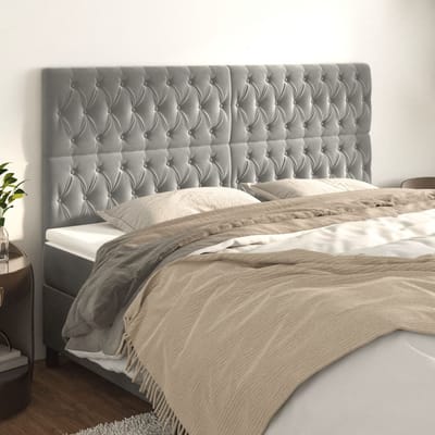 vidaXL - Hoofdbord - lichtgrijs - 180x7x118/128 - cm - fluweel