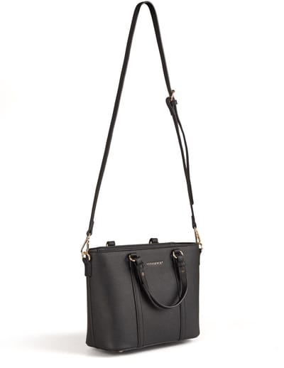 Vivisence Handtas Ecoskora Dames Bag Klassiek Modern Ontwerp Met Rits Zakje Schouderriem, Zwart, één maat