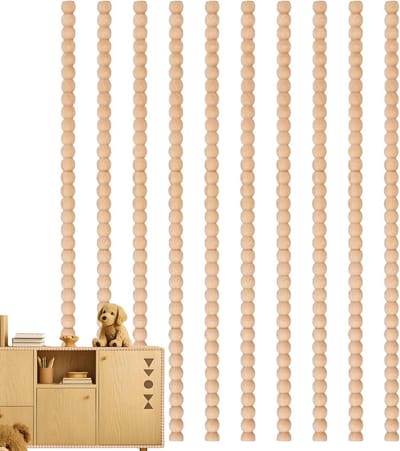Houten vormgeving, 15,75 inch decoratieve kralen houten sierlijst - 10 stuks onafgewerkte houten half vormkralen voor raam, deur, kast, wandplank, meubeldecoratie
