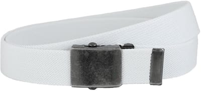 Landley Elastische Canvas Riem met Metalen Schuifgesp - Stretch - Koppelriem - Dames / Heren - Unisex - Wit - Lengte totaal 100 cm / Riemmaat 85