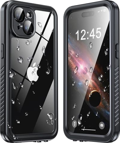 Geschikt voor Apple iPhone 15 5G - IP68 Waterdicht - Met ingebouwde Displaybeschermer - Stofdicht - Back Cover Hoesje - Zwart