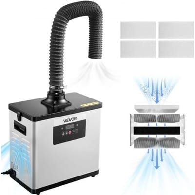 VEVOR Soldeerrookafzuiger, Lasrookafzuiger met 3-in-1 filter, Afzuigcapaciteit van 510 m³/u, 10 snelheidsniveaus, Borstelloze motor met afstandsbediening, Geschikt voor lasergraveren en 3D-printen