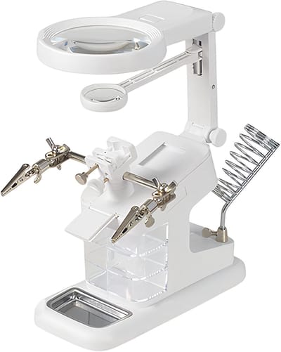 Ynkkvre - Derde Hand Vergrootglas met Klemmen - Soldeerhulp Vergrootglas 3X 4.5X 25X - Vergrootlamp met Standaard voor Montage, Reparatie, Modelleren en Handwerk