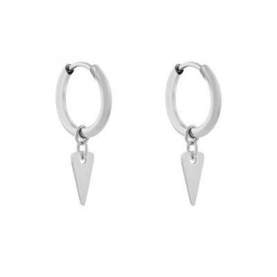 Essentialistics - Oorbellen minimalistisch driehoek groot - Zilver - Stainless steel (verkleurt niet) - Kliksluiting
