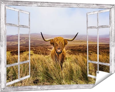 Gards Tuinposter Doorkijk Groen Bos met Zonlicht - 120x80 cm - Tuindoek - Tuindecoratie - Wanddecoratie buiten - Tuinschilderij