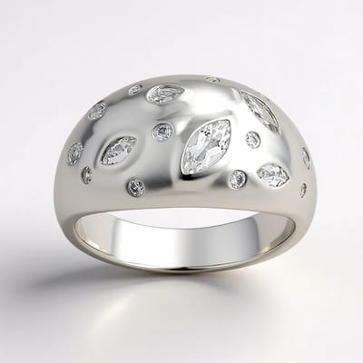 Cavill - Zilveren Ring met Witte Topaas 0,703 ct - 925 Sterling Zilver - Elegante Marquise & Peervorm - Bezel Zetting - Braziliaanse Edelsteen