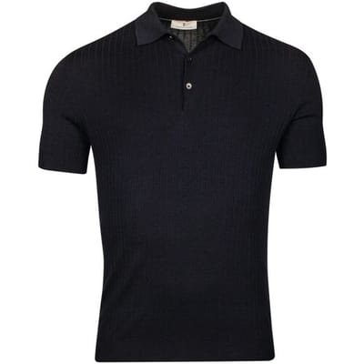Thomas Maine Fine Rib-Knit Pullover Poloshirt Navy / male