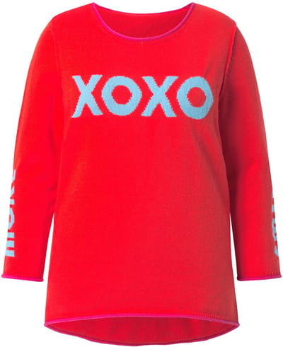 Angel of Style - Dames - Trui straight fit statement open afgewerkt - Neonrood - Maat 42+