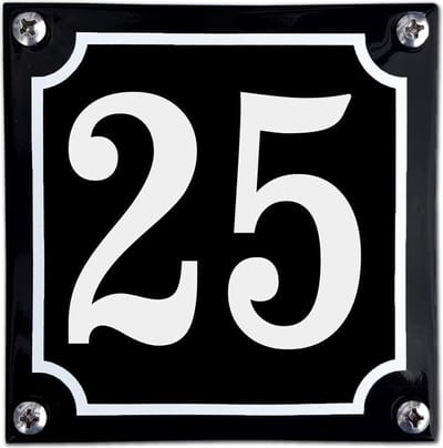 Zwart emaille huisnummer  - 25