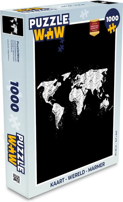 Puzzel Kaart - Wereld - Marmer print - Legpuzzel - Puzzel 1000 stukjes volwassenen