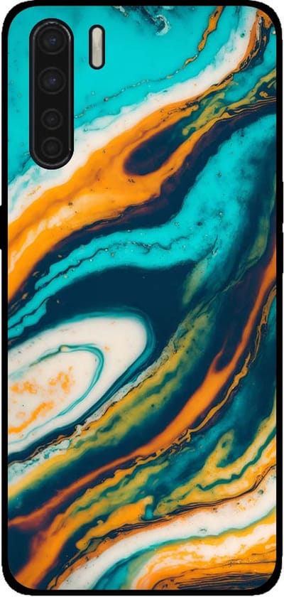 Smartphonica Telefoonhoesje voor OPPO A91 marmer look - backcover marmer hoesje - Groen geschikt voor Oppo A91
