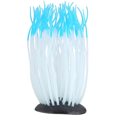 Simulatie Kunstmatige Siliconen Zeeanemoon Koraal Ornament voor Aquarium Vissenkom Decoratie(Oranje) Blue white