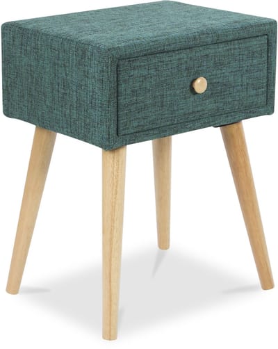 Homestyle4u Nachtkastje - Bijzettafel - Turquoise Stof - Lade