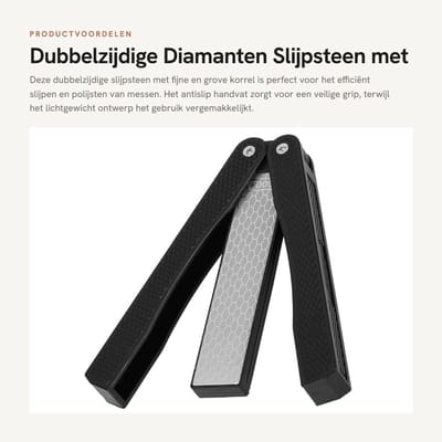 Dailygoods- Messenslijper Dubbelzijdig 400/600 Korrel - Diamanten Slijpsteen - Antislip Handgreep - Opvouwbaar - Lichtgewicht - Draagbaar