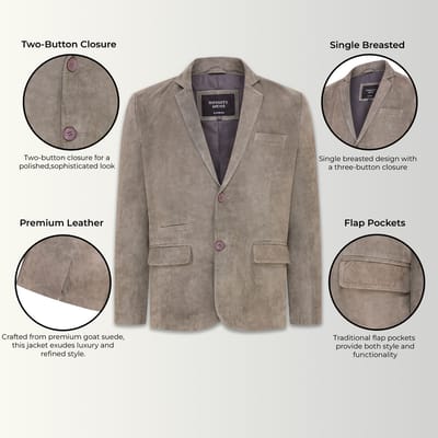 Heren Grijs Slim Geitensuède Italiaanse Blazer Jas-Somero