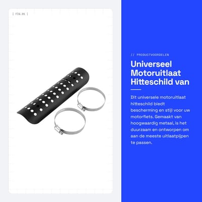 Dailygoods- Hitteschild Universeel - Hitteschild Motoruitlaat - Metaal Staal - Afmetingen 22,8 x 6 cm - Geschikt voor 50-70 mm Uitlaatpijp - Inclusief 2 Klemmen - Uitlaatbescherming