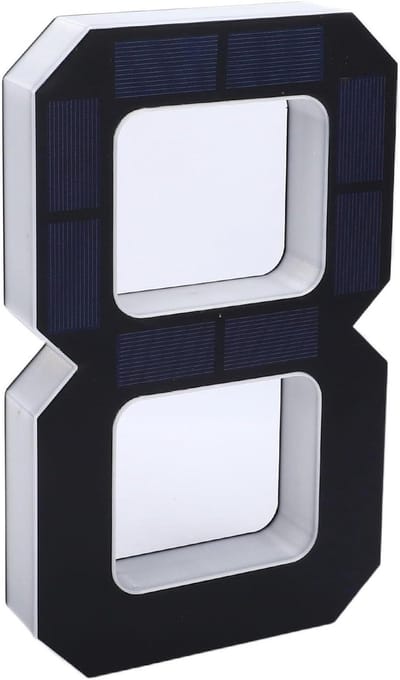 Adresbord op Zonne-energie - Verlicht Huisnummer - Adres Zichtbaar Maken - Automatische Sensor - 23 cm Hoog - Zwart