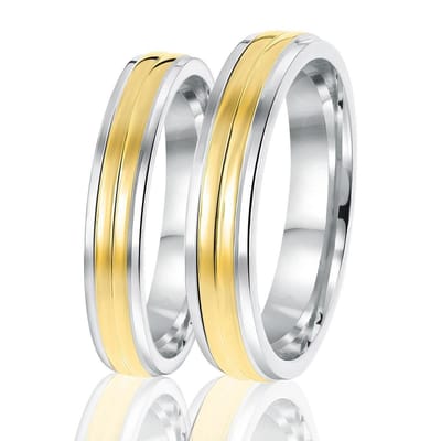 Lucardi Heren Vriendschapsring San Sebastian - Ring - Vaderdag Cadeautje - Echt Zilver - Zilver en Goudkleurig