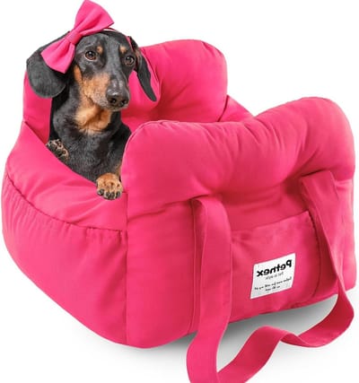 Hondenautostoel - Puppy autostoeltje - Veilig reizen - Machinewasbaar kussen - 50.8 x 41.9 x 33 cm - Rozerood