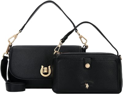 U.S. POLO ASSN. schoudertas Middleton Flap Crossbody Bag With Extra Bag Black zwart