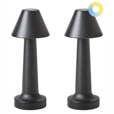 JOANES - Set van 2 tafellampen - Zwart - IJzer