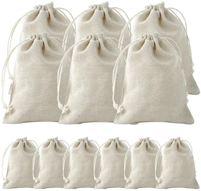 Allecto - stoffen zakjes - trekkoord zakjes - ideaal voor cadeauverpakking - katoenen zakjes - DIY tasjes - perfect voor feestdecoratie
