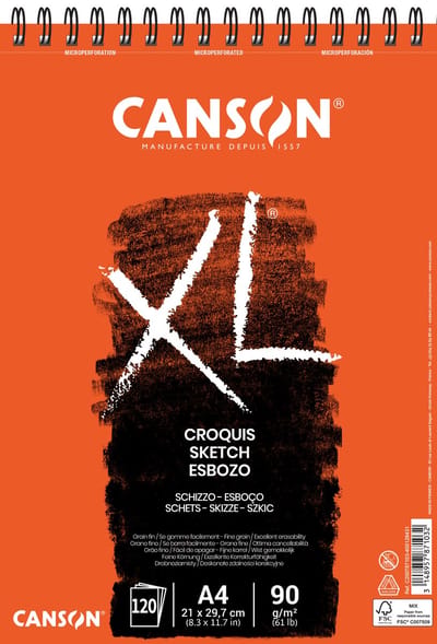 Schetspapier canson xl sketch 90gr a4 ivoorwit | 5 stuks