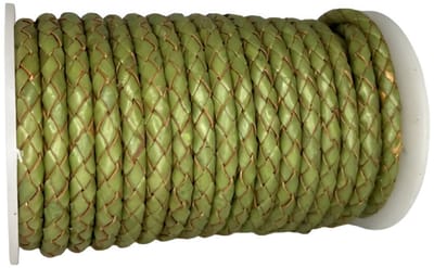 Gevlochten Leren Koord Rond, 5 m x 5 mm - Rond Gevlochten Lederen Koord, Voor Halskettingen, Armbanden, Sieraden, Knutselkralen en Veters (Donker Groen)