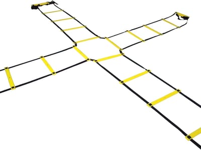 Thijox - Coördinatieladder Cross 4-weg 4 x 2 m, Trainingsladder voor Coördinatie en Behendigheid, Inclusief Tas, Ideaal voor Voetbal, Basketbal en Fit