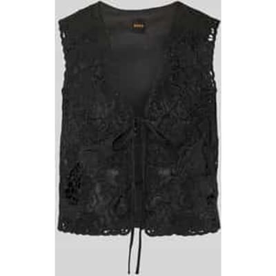 Geborduurde top van katoenmix met binddetails model 'IRIKA'