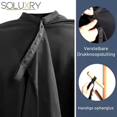 Soluxry Kapmantel Extra Groot 130x155 cm – Antistatisch & Waterafstotend – Professionele Kappersmantel met Drukknopen – Zwart