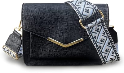 THL Design - Kleine Dames schoudertas - Bag Strap - Brede Band - Zwart