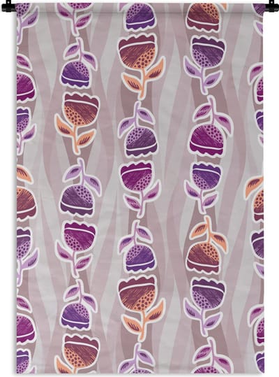 Wandkleed - Wanddoek - Tulpen - Bloemen - Patroon - 60x90 cm - Wandtapijt