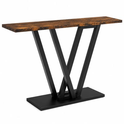 ITRONIQ Industriële Haltafel - Consoletafel - Smalle Sidetable Voor Entree Met Houtlook en Zwart Metalen Frame - Bruin Design