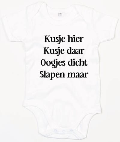 Rompertje Kusje Hier Kusje Daar-Wit-6-12 Maanden