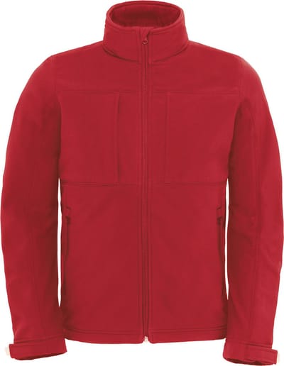 Outdoorjas Hooded Softshell/men met afneembare capuchon B&C Collectie maat M Rood