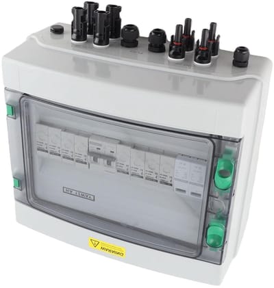 Fotovoltaïsche Combinerbox - Zonne-energie Verdeeldoos - Zonne-energie Systeem - 4 Ingangsstrings - 300 x 260 x 140 mm - Grijs