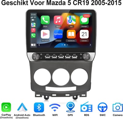 Junsun Android 15 Autoradio Geschikt Voor Mazda 5 CR19 2005-2015 Accessoires - Draadloze CarPlay & Andriod Auto, DAB+, GPS-navigatiesysteem - Bluetooth -Stuurwielbediening - WiFi - 10.1-inch IPS Touchscreen - RDS-