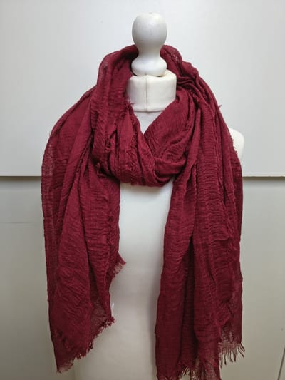 Lange gekreukelde dames sjaal Zoe-effen bordeaux rood