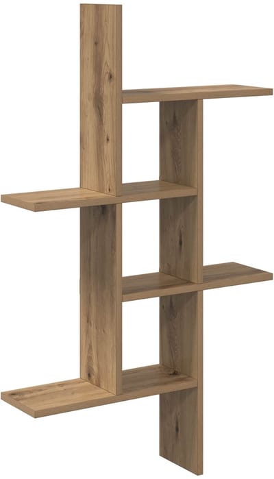 vidaXL - Wandplank - Artisanaal - eiken - 61 - x - 15 - x - 102 - cm - Bewerkt - hout