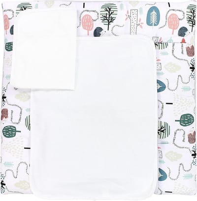 Baby Verschoonmat - Commode mat - Baby Verzorgen - Inclusief 2 badstofhoezen - 75 x 85 cm - Bosdieren Mint