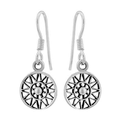 WeLoveSilver oorhangers - 925 zilver - opengewerkte cirkel - zonmotief
