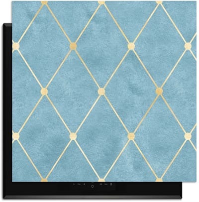 KitchenArt - Azure Line Grid - Inductie Beschermer - 59x52 cm - Kookplaat Beschermer - Luxe Afdekplaat Inductieplaat - Anti-slip & Oprolbaar - Beschermmat Inductiekookplaat