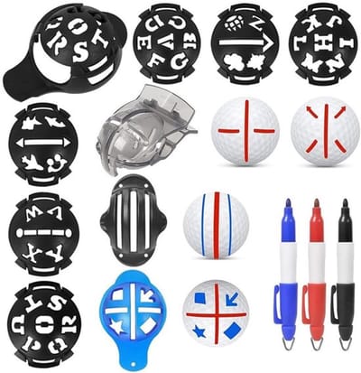 Dailygoods - Uitlijningsset golfbalmarkeringen - Golfbalbekleding - 6 stuks
