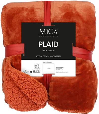 Mica decorations - Fleece deken - terra - 120 x 150 cm - polyester - plaid - Mardy - fleeceplaid - bankdeken