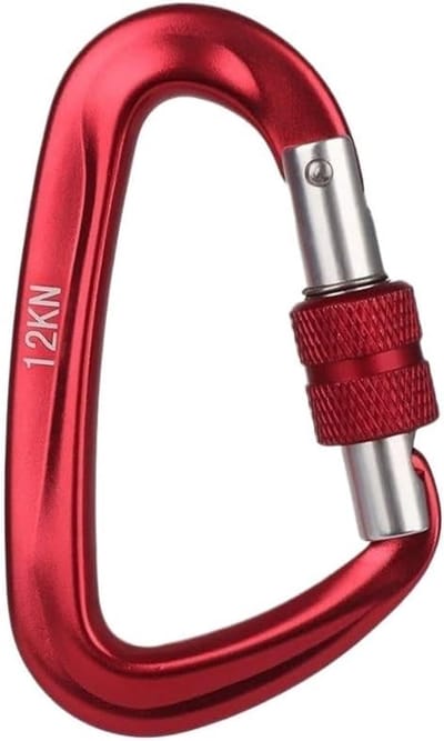 Karabijnhaak D-vorm - Sleutelhaken Klimhaken - Outdoor Camping Werk - Hoge Treksterkte - 8cm 12KN - Rood